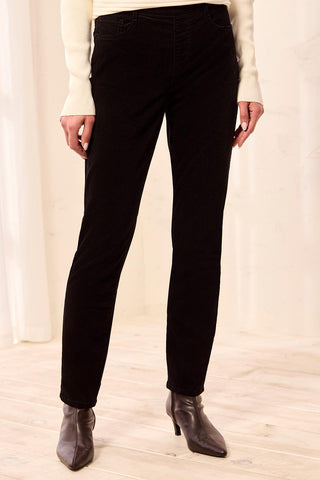 Micro Cord Audrey Pull-On Slim Jeans-Black