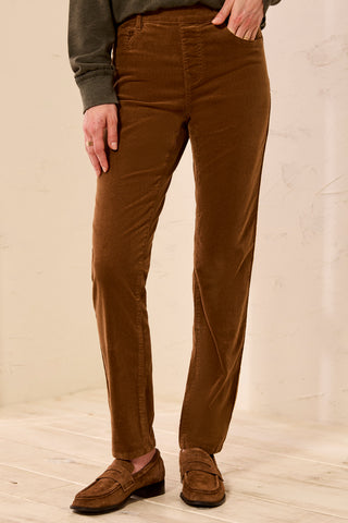 Micro Cord Audrey Pull-On Slim Jeans-Chocolat