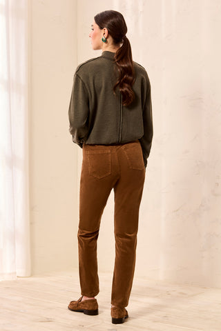 Micro Cord Audrey Pull-On Slim Jeans-Chocolat
