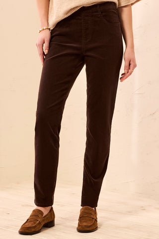 Micro Cord Audrey Pull-On Slim Jeans-Saddlebrown