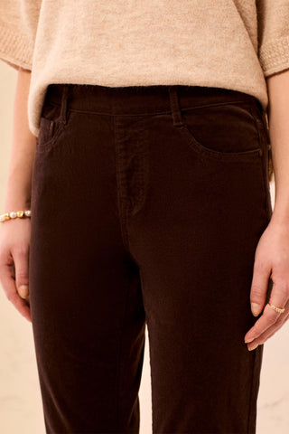 Micro Cord Audrey Pull-On Slim Jeans-Saddlebrown