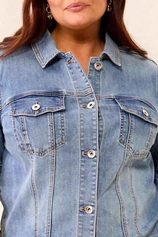 Veste En Denim À Manches Au Coude – Tailles Inclusives-Port de mer