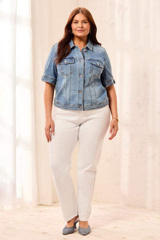 Veste En Denim À Manches Au Coude – Tailles Inclusives-Port de mer