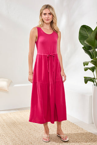 Mixed media Sleeveless Maxi Dress-Gardenia