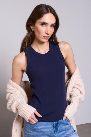 BLUE THREAD Cotton Baby Rib Racer Back Tank Top-Bluemare