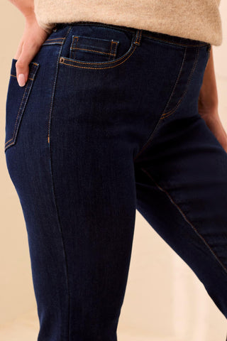 Audrey Boundless Stretch Denim Pull-On Flare Jeans-Darknight