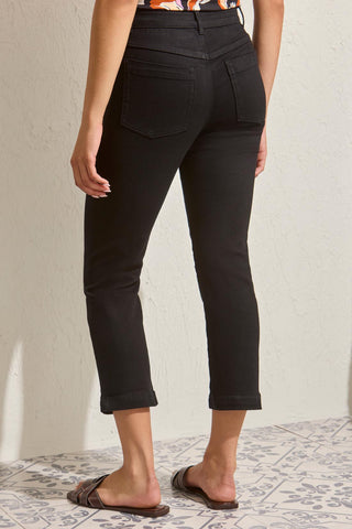 Audrey Boundless Stretch Denim Straight Leg Crop Jeans-Black