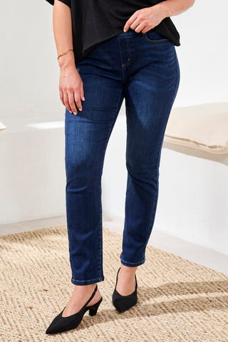 Sophia Curvy Boundless Stretch Denim Pull-On Slim Crop Jeans-Darknight