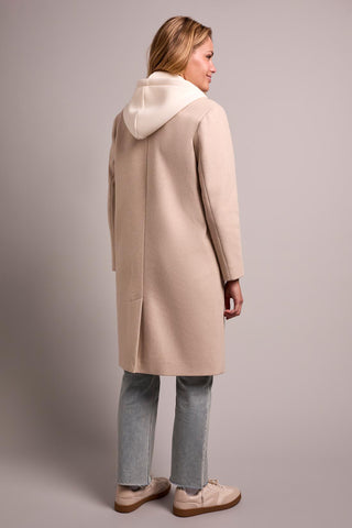 Ultra-Soft knit Coat With Removable Fooler Hoodie-Oatmeal