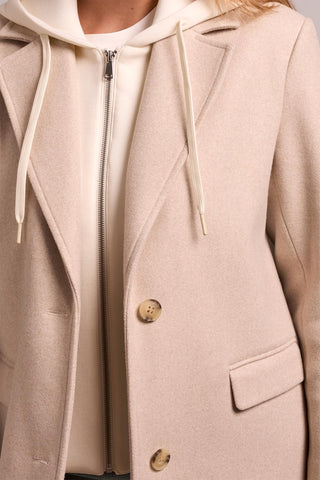 Ultra-Soft knit Coat With Removable Fooler Hoodie-Oatmeal