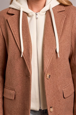 Ultra-Soft Car Coat with Removable Fooler Hoodie-Biscotti