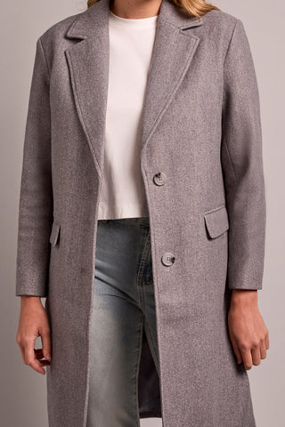 Trench-Coat À Capuchon-Mélange De Gris Pâle