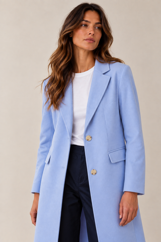 Ultra-Soft Car Coat with Removable Fooler Hoodie-Glazierblue
