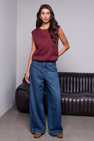 BLUE THREAD Jenna Drama Wide Leg Denim Jeans-Blueaway