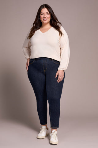 Audrey Mid Rise Pull-On Slim Ankle Glitter Jeans-Goldrinse