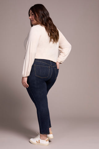 Audrey Mid Rise Pull-On Slim Ankle Glitter Jeans-Goldrinse