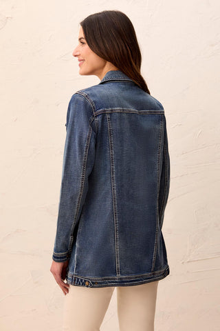 Year Round Basics Comfort Stretch Maxi Denim Jacket-Med.Wash