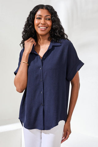 Airflow Relaxed Dolman Button-Down Shirt-Nautical