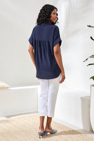 Airflow Relaxed Dolman Button-Down Shirt-Nautical