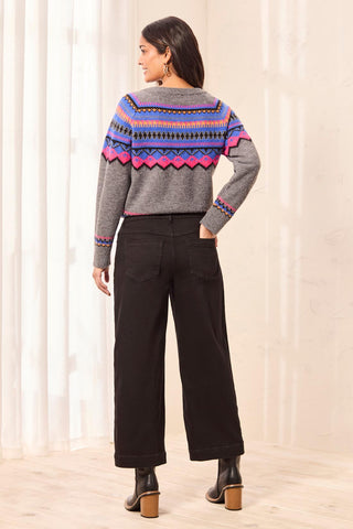 Audrey Boundless Stretch Crop Wide Leg Denim Jeans-Black