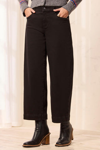 Audrey Boundless Stretch Crop Wide Leg Denim Jeans-Black