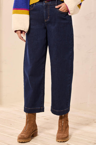 Audrey Boundless Stretch Crop Wide Leg Denim Jeans-Darknight