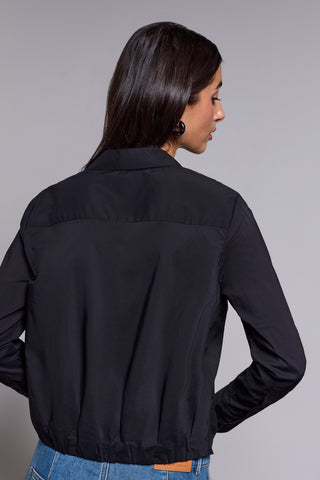 BLUE THREAD Front Knot Classic Collarded Button Front Shirt-Black