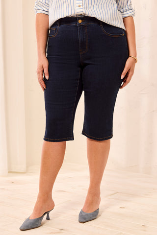 Size Inclusive Comfort Stretch Sophia Curvy Denim Capris-Rinse