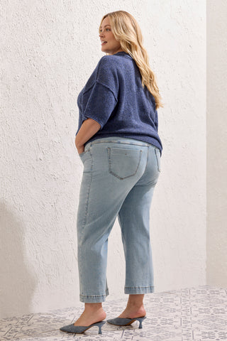 Size Inclusive Comfort Stretch Audrey Wide Leg Crop Denim Jeans-Skylight