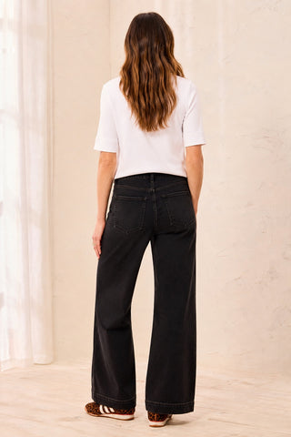 Audrey Comfort Stretch Wide Leg Crop Denim Jeans-Black