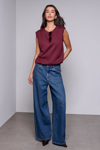 BLUE THREAD Shoulder Pad Bubble Hem Muscle Tee-Cherrylacquer