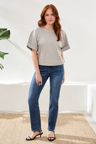 Petite Year Round Basics Sophia Curvy Straight Leg Jeans-Dk.Vintage