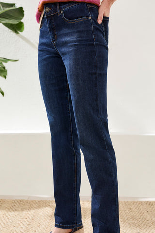 Petite Year Round Basics Sophia Curvy Straight Leg Jeans-Deepocean