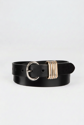 BREA - Genuine Leather Harness Belt with Mixed-Metal Hardware-Black