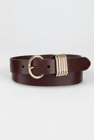 BREA - Genuine Leather Harness Belt with Mixed-Metal Hardware-Brown