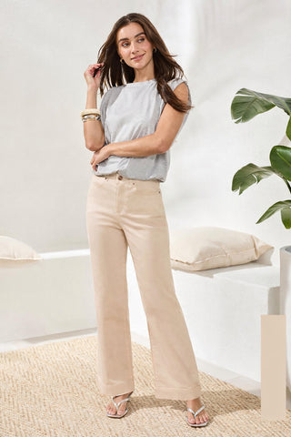 Pantalon Extensible À Jambe Large-Canvas