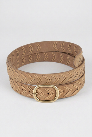 MACKENZIE - Laced Suede Leather Belt with Classic Buckle-Tan