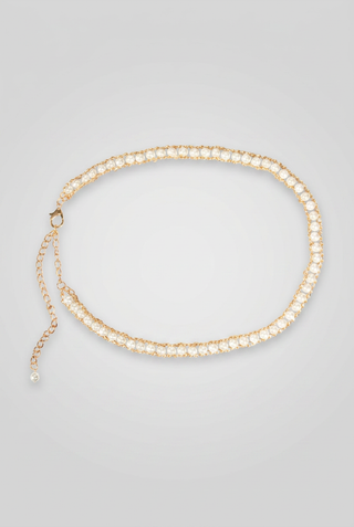 PEARL - Pearl & Gold-Tone Chain Belt-Gold