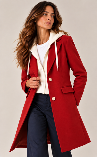 Trench-Coat À Capuchon-Rouge