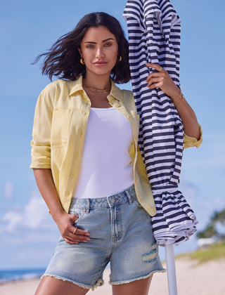 Tencel Cavalry Twill Button Front Shirt-Lemongrass