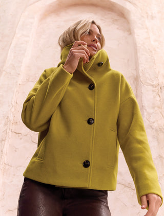 Lofty Knit Funnel Neck Button Front Jacket-Equinoxgold