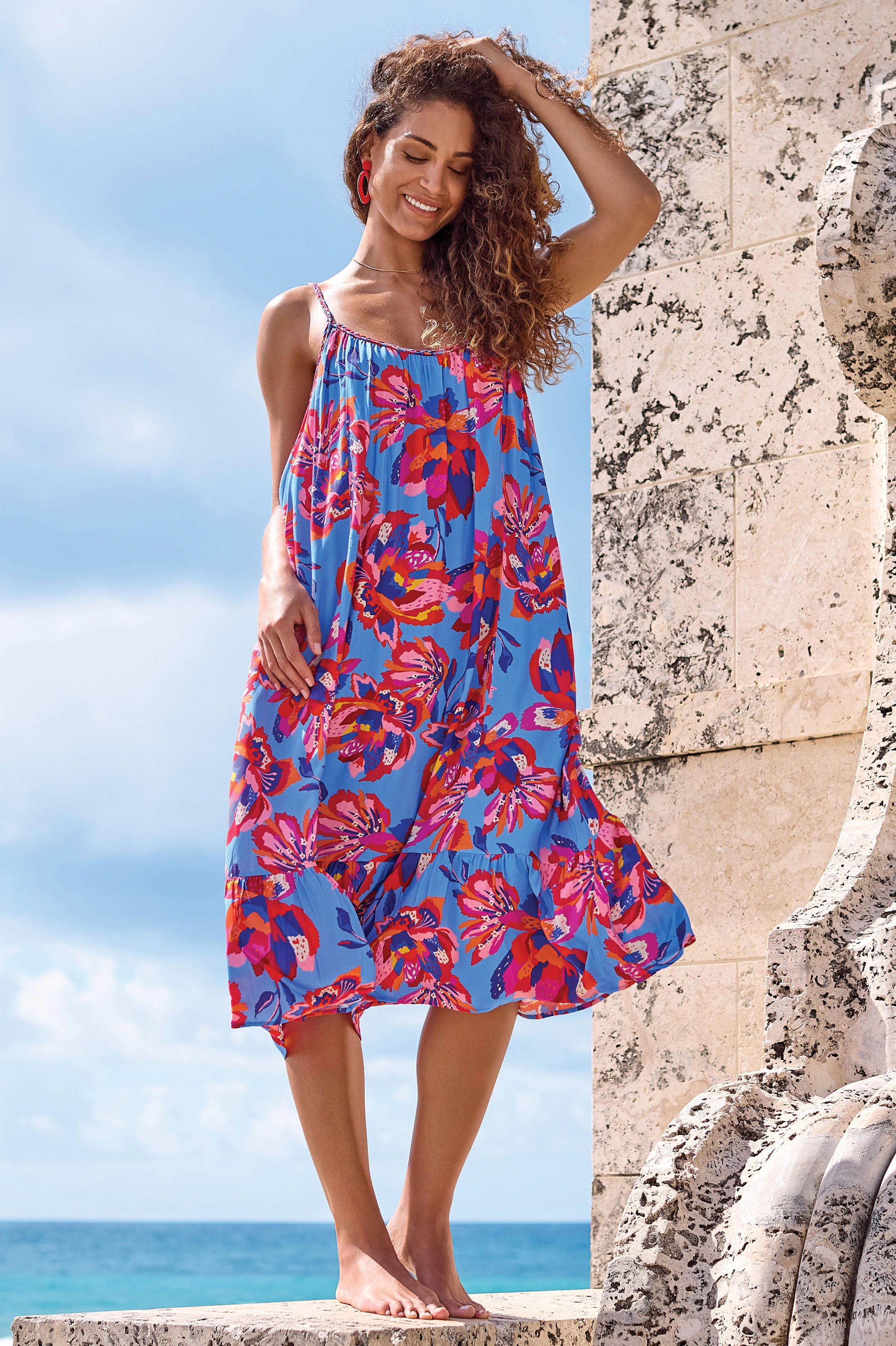 Braided Straps Flounce-Hem Midi Dress-Turkishsea – Tribal® Fashion