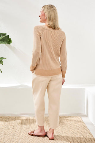 Long Sleeve Crew Neck Rib Knit Sweater-Canvas