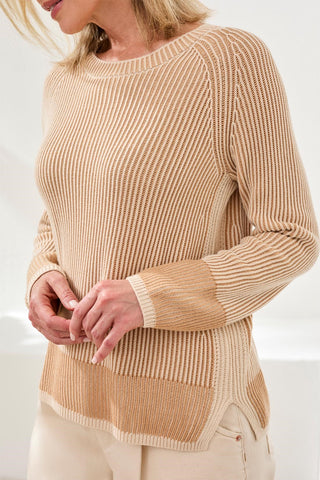 Long Sleeve Crew Neck Rib Knit Sweater-Canvas