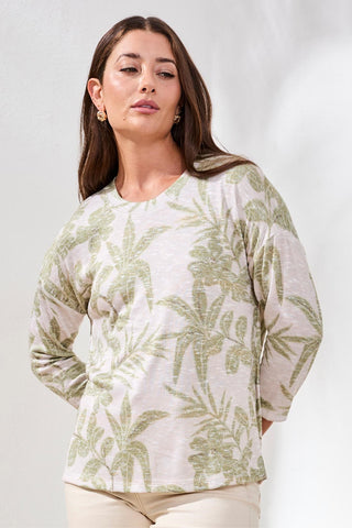 3/4 Sleeve Crew Neck Top-Kiwizest