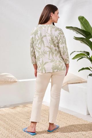 3/4 Sleeve Crew Neck Top-Kiwizest