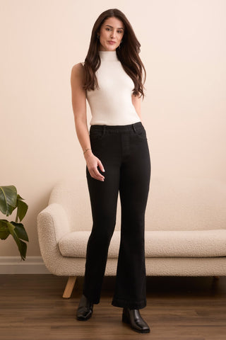 Audrey Boundless Stretch Denim Pull-On Flare Jeans-Black