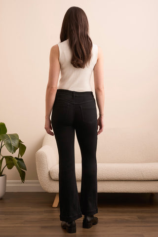 Audrey Boundless Stretch Denim Pull-On Flare Jeans-Black
