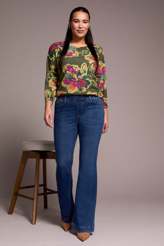 Audrey Boundless Stretch Denim Pull-On Flare Jeans-Fadedblue