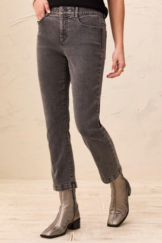 Audrey Boundless Stretch Denim Straight Leg Crop Jeans-Stormgrey
